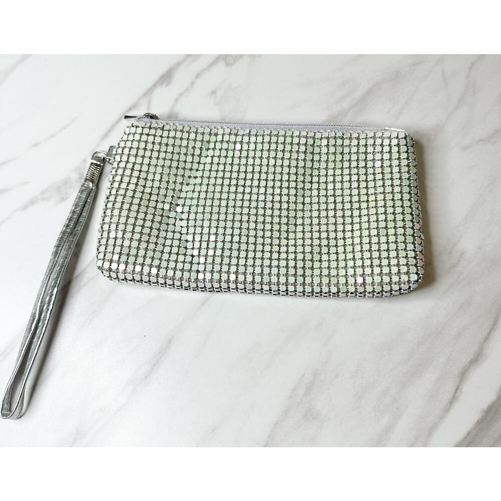 Vintage Y2K Cruise Club Mesh Metalic Wristlet‎ Clutch Pouch Disco